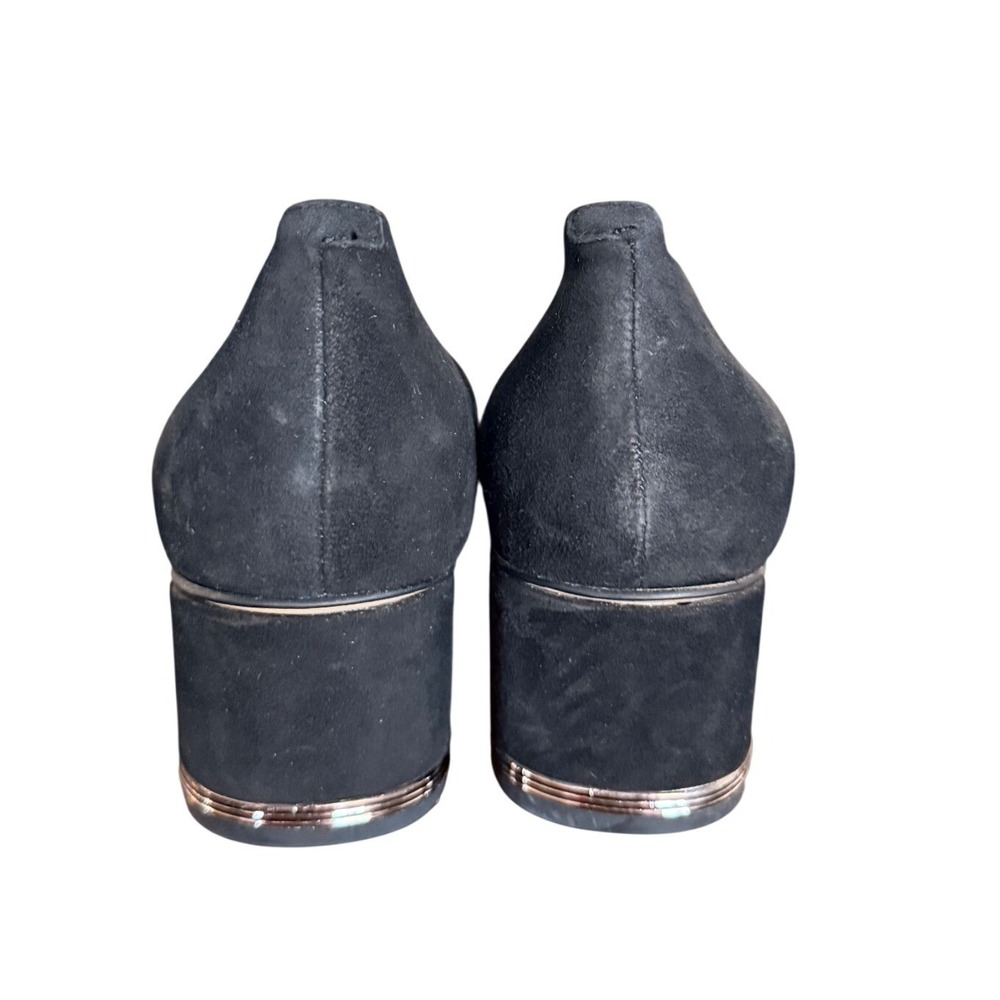 Franco Sarto Pisa Black Suede Block Heel Pumps Square Toe Size 7 Grannycore - Picture 5 of 7